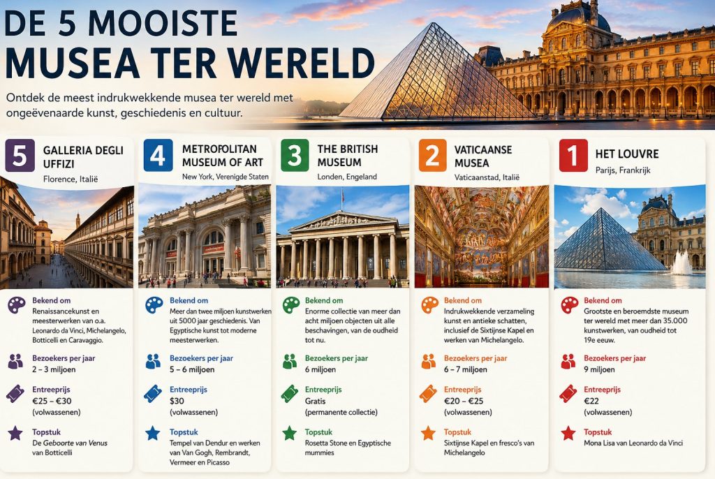 Top 5 beste musea ter wereld