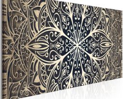 Schilderij - Mandala , beige, print op echt Italiaans canvas, voor woonkamer en slaapkamer, in 3 maten