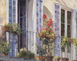 Kunstdruk Christian Sommer - Balcon à Grasse Provence 98x98cm