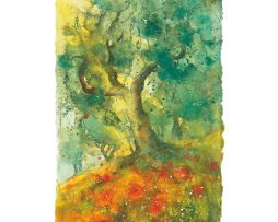 Kunstdruk Ulrich Hartig - Oliven und Mohn 50x70cm