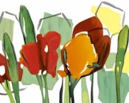 Kunstdruk Walter Muth - Rote Blumen Trilogie II 100x70cm