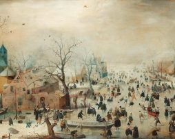 Hendrick Avercamp - Winterlandschap met schaatsers , Rijksmuseum, print op canvas, premium print 120x70cm