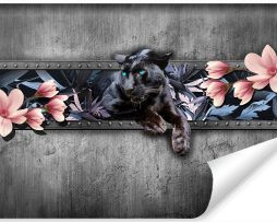 Fotobehang- Panter met magnolia bloesem, 11 maten, Premium Print, incl behanglijm