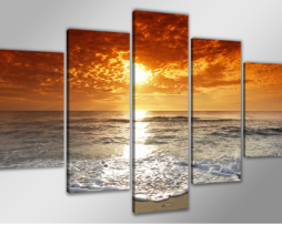 Schilderij- Strand zonsondergang , 200x100cm