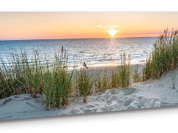 Schilderij Zon Duinen Zee 120x40 cm
