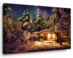 Schilderij Winterlandschap met sterren 80 x 60 cm