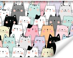 Fotobehang - Kleurrijke cartoon katten, ook mooi voor in een kinderkamer, 11 maten, inclusief behanglijm
