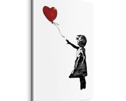 Schilderij - Banksy: Girl with Balloon (1 Part) Vertical