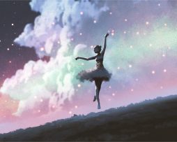 Fotobehang - Prima Ballerina dansend voor de sterren, 11 maten, inclusief behanglijm 208x146cm