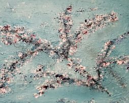 Schilderij - Tak van een Kersenbloesem, Prachtige print op premium Canvas, Wanddecoratie