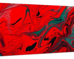 Schilderij - Abstract in Rood en Groen, Super scherpe print, 2 maten