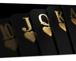 Schilderij - Zwart-Gouden speelkaarten, Casino, Premium Print