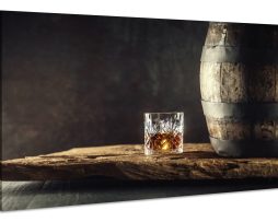 Schilderij - Rustieke Whisky, Geniet van het moment, Premium Print