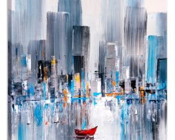 Schilderij - New York in Olieverf, Premium Print op canvas