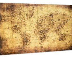 Schilderij - Oude Wereldkaart, Vintage, Eyecatcher aan de muur, Premium Print