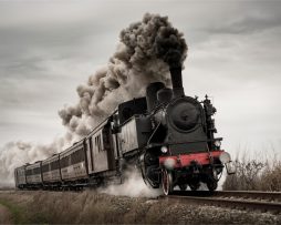 Fotobehang - Oude Stoomlocomotief, 11 maten, verwen je muur, inclusief behanglijm 208x146cm