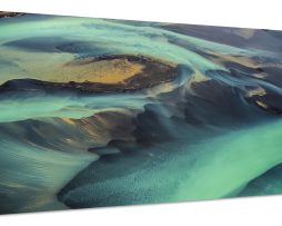 Schilderij - Gletsjerrivieren in IJsland, groen, Premium Print