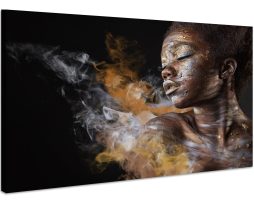 Schilderij - Vrouw in Goud en Zilver, Premium Print, Eyecatcher