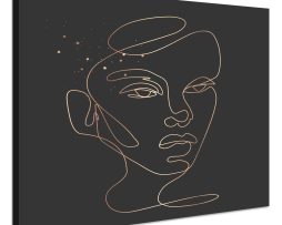 Schilderij - Silhouet in Goud, Vrouw, Premium Print