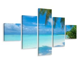 Schilderij - Strand Malediven, Paradijs, 3 maten, Premium Print