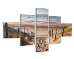 Schilderij - Naar de Noordzee, Strand en Duinen, Premium Print