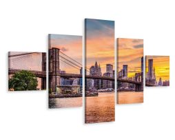 Schilderij - Brooklyn Bridge, NY USA, 3 maten, premium print