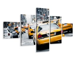 Schilderij - Gele Taxi's in New York, 3 maten, Premium Print