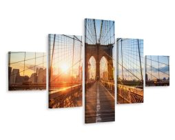 Schilderij - Brooklyn Bridge, USA, close up, Premium Print