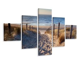 Schilderij - Pad naar de Noordzee, 3 maten , Multikleur , Premium print