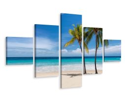 Schilderij - Zee en Palmbomen, Paradijs, Premium Print