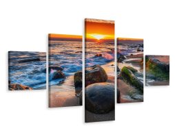 Schilderij - Zonsondergang boven de Zee, Premium Print