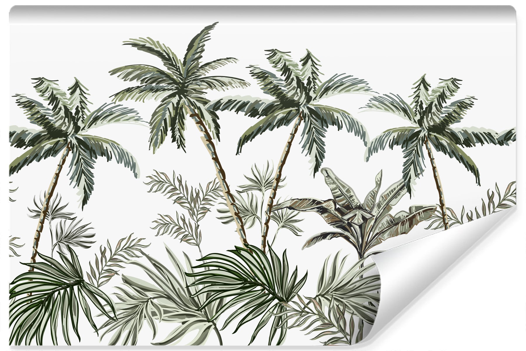 Fotobehang - Palmbomen en exotische planten, licht behang aan de muur, 11 maten, inclusief behanglijm 460 x 300 cmcm