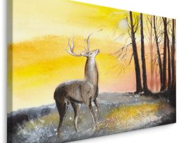 Schilderij - Hert, Print op canvas, 4 maten, Premium Print