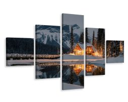 Schilderij - Prachtig meer in Canada, Winterlandschap, Premium Print