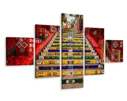Schilderij - Selaron Trappen, Rio de Janeiro, Brazilië, 5 luik