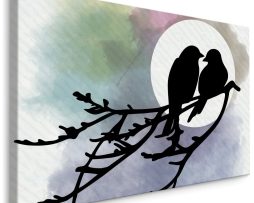 Schilderij - Verliefde Vogels, 5 luik, Premium Print