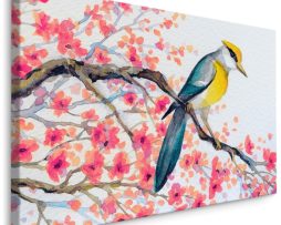 Schilderij - Vogel in Boom, Print op Canvas, Premium Print