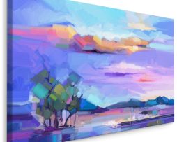 Schilderij - Abstract landschap, Multikleur, Premium print