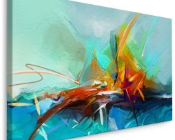 Schilderij - Abstracte Zeilboot (print op canvas) Premium Print