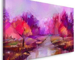 Schilderij - Het Bos in Roze, print op Canvas, Premium Print