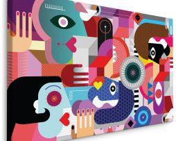 Schilderij - Kleurrijke Gezichten, Abstract, Premium Print
