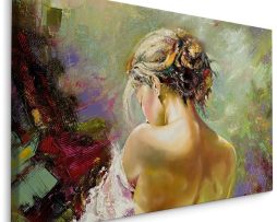Schilderij - Portret van een peinzende vrouw, premium Print
