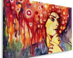 Schilderij - Prachtig Abstract portret van een Vrouw, print op Canvas
