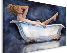 Schilderij - Vrouw in Badkuip, Premium Print, 5 maten