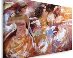 Schilderij - Drie Jonge Vrouwen, Premium Print op Canvas