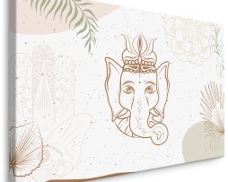 Schilderij - Prachtige tekening van Ganesha, Premium Print