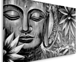 Schilderij - Boeddha en Meditatie, zwart/wit, Premium Print
