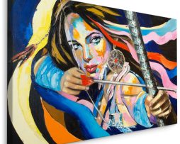 Schilderij - Vrouw met Boog, Multikleur, Premium print