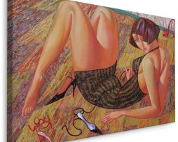 Schilderij - Geniet van de Zon, Vrouw, Abstract, premium Print