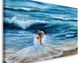 Schilderij - Danseres bij Zee, 5 maten, Premium Print